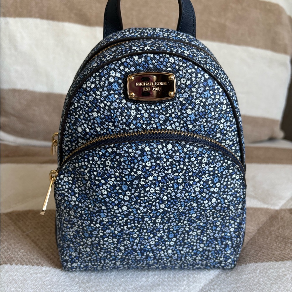 Michael Kors Navy and White Floral Backpack